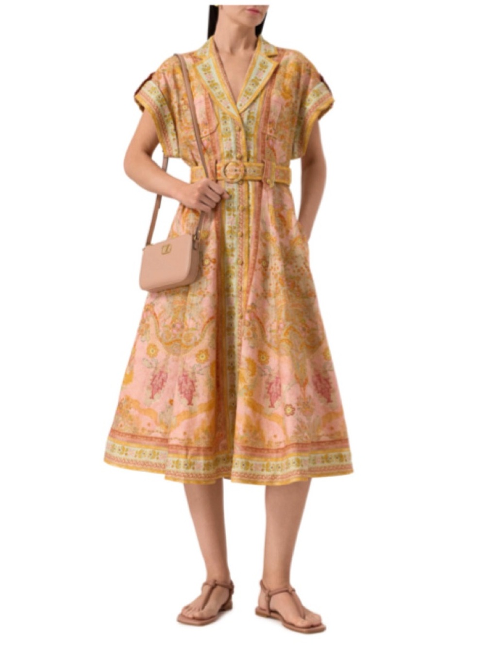 🍑 HTF! New Zimmermann Acacia Midi Dress Linnen US 4/6 Sm, Z sz 1 w/orig box